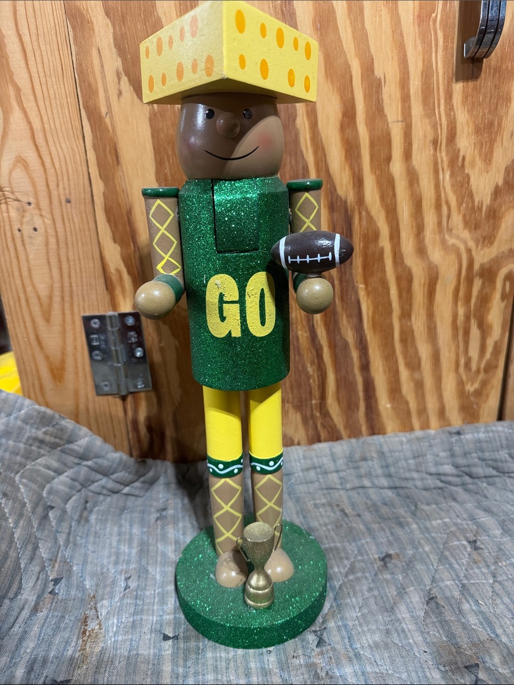 Green & Yellow Game Day Wooden Nutcracker - Brand Unknown